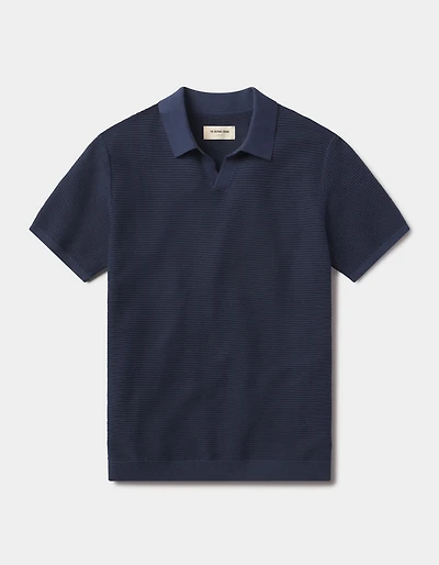 Robles Birdseye Knit Polo Denim/Dark Navy