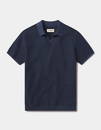 Robles Birdseye Knit Polo Denim/Dark Navy