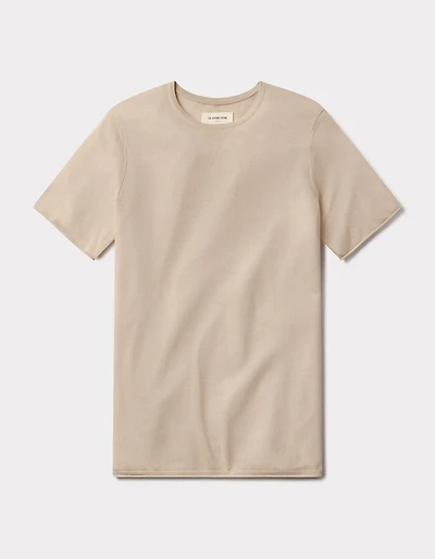 Summer Linen-Blend Knit Tee Jute