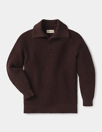 Waffle Sweater Popover Dark Brown