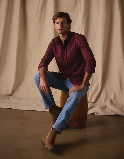 Lennox Jersey Button Up Port Wine