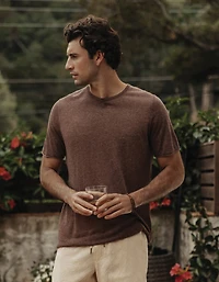 Summer Linen-Blend Knit Tee Espresso