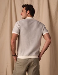 Robles Birdseye Knit Camp Button Up Cream/Grey