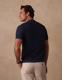 Robles Birdseye Knit Camp Button Up Denim/Dark Navy