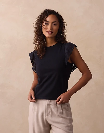 Marnie Eyelet Top Black