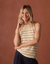 Wanderlust Hi-Neck Tank Fennel Stripe