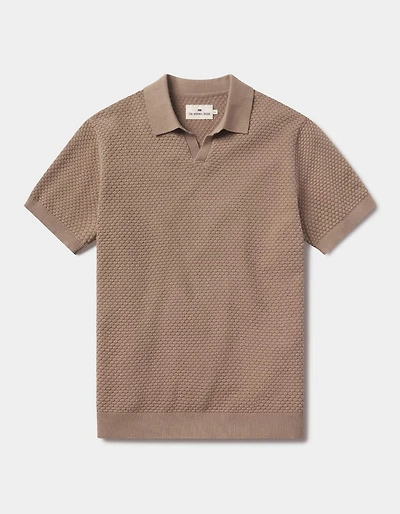 Robles Knit Jacquard Polo Taupe