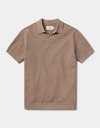 Robles Knit Jacquard Polo Taupe