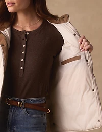 Quilted Liner Vest Ecru/Dark Taupe