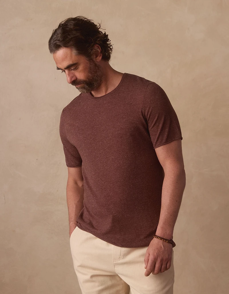 Summer Linen-Blend Knit Tee Espresso