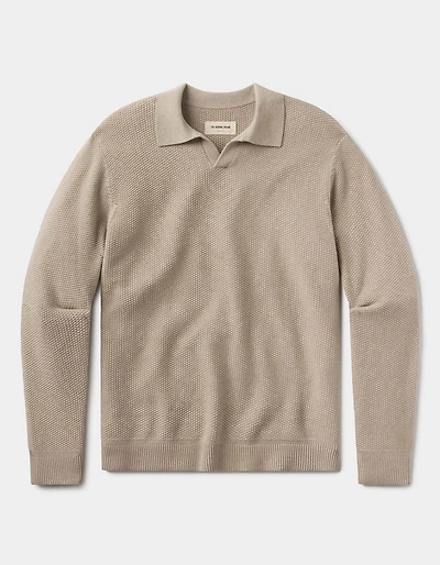 COOLMAX® Textured Sweater Polo Flax