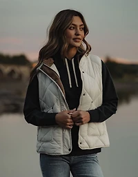 Quilted Liner Vest Ecru/Dark Taupe