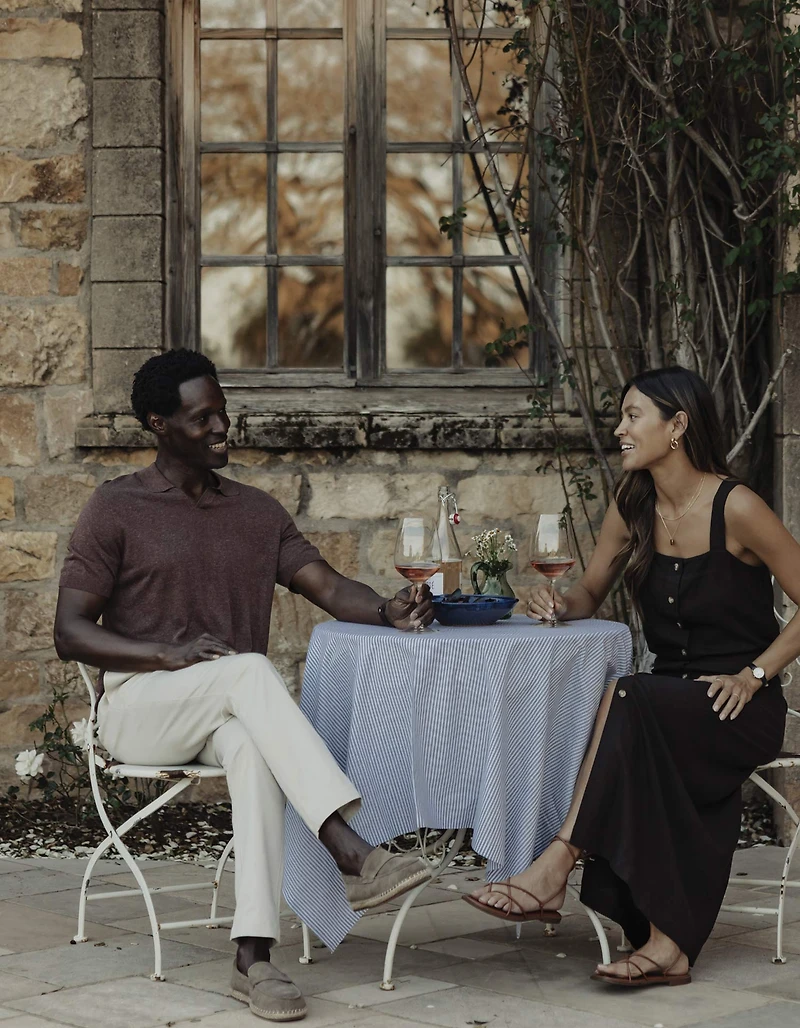 Summer Linen-Blend Polo Espresso