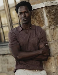 Summer Linen-Blend Polo Espresso