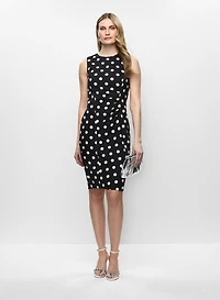 Pleated Detail Polka Dot Dress
