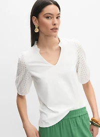Eyelet Sleeve Top