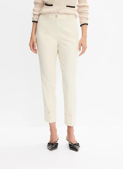 Pantalon droit à ourlet repli
