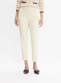 Pantalon droit à ourlet repli