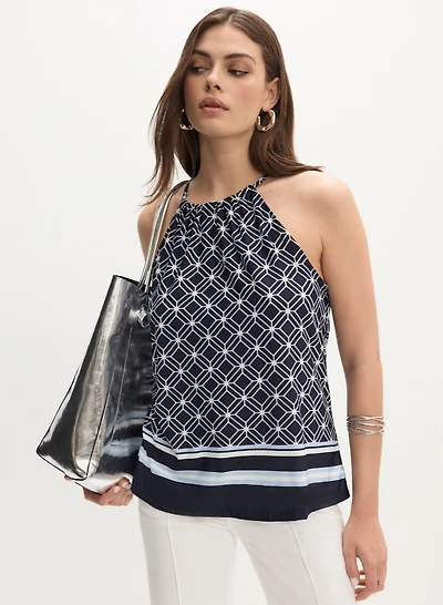 Sleeveless Mixed Print Top