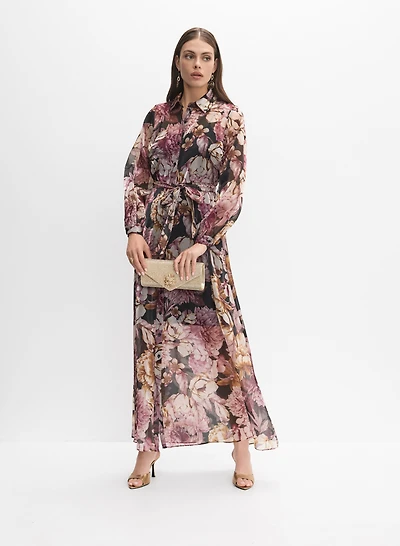 Floral Organza Shirt Dress