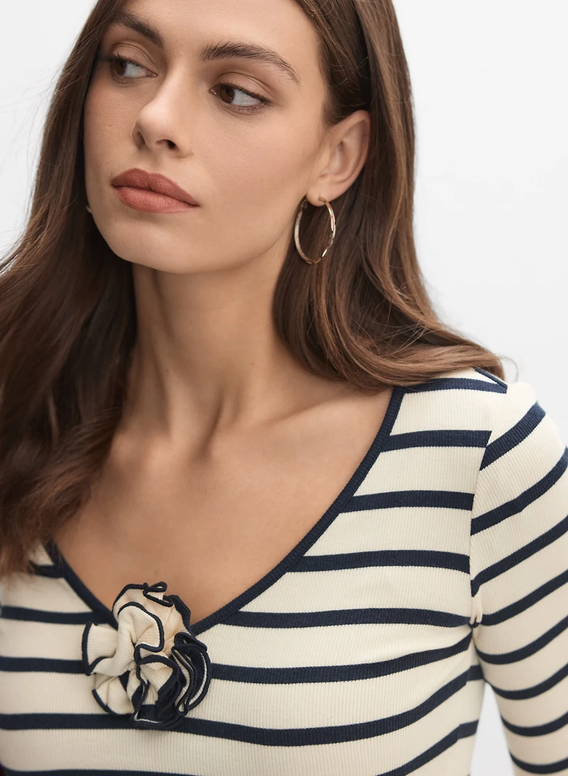 Stripe V-Neck Top