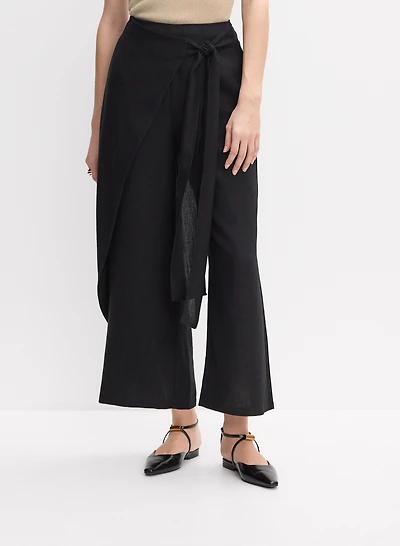 Pantalon large à effet trompe-l'oeil