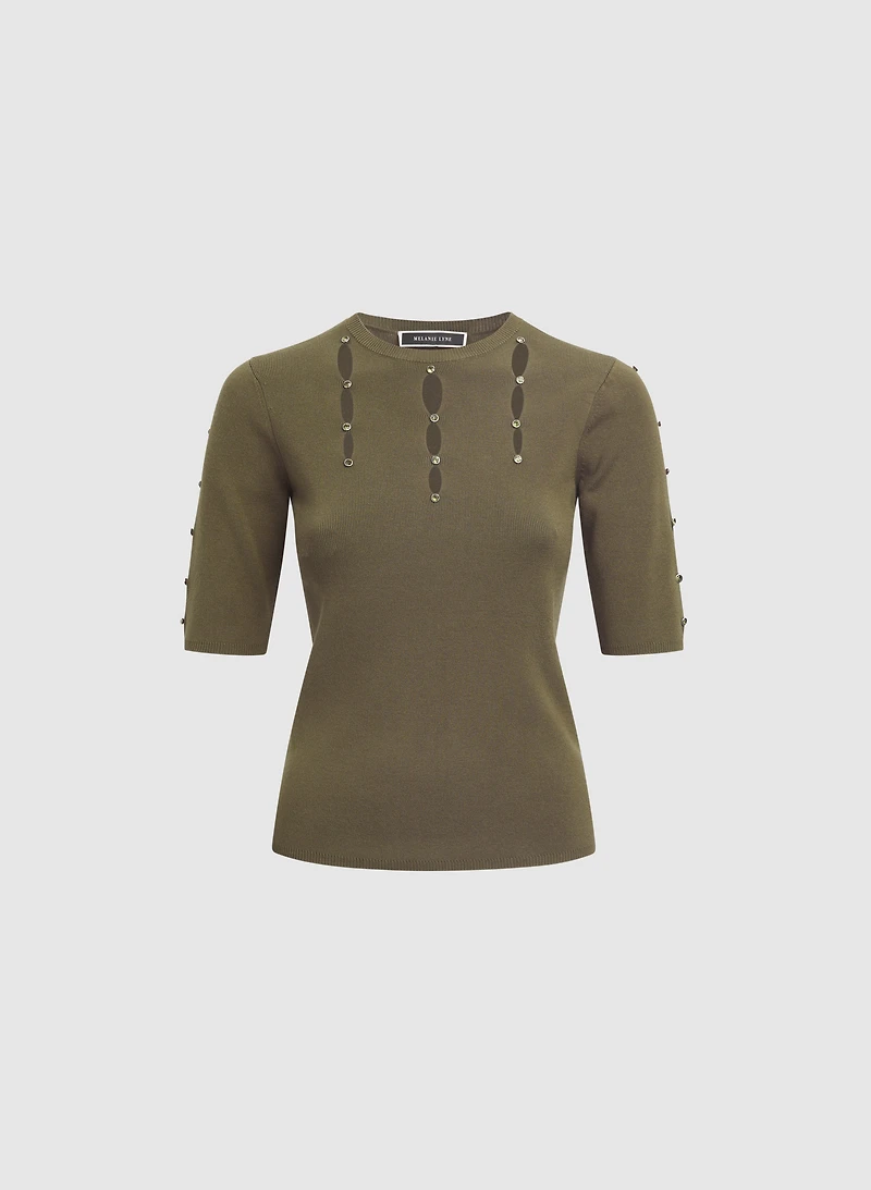Cutout Short Sleeve Pullover