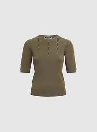 Cutout Short Sleeve Pullover