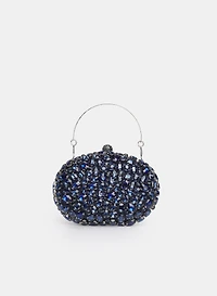 Pochette boite ovale ornée de cristaux