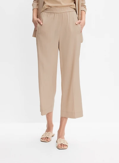 Pantalon gaucho large à taille élastique