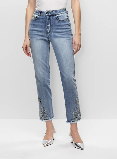 Floral Embellished Slim Leg Jeans