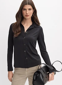 Jersey Button-Down Top