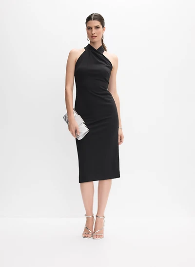 Halter Neck Crepe Dress