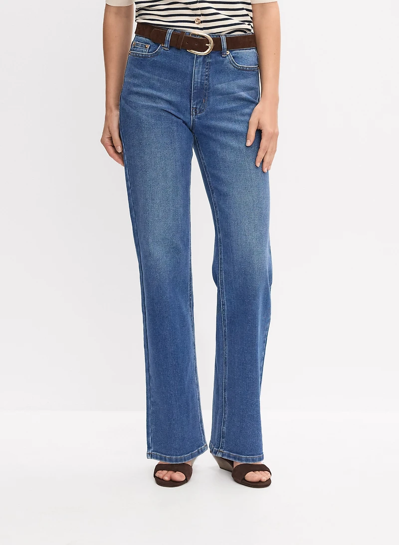 Belted Straight-Leg Jeans