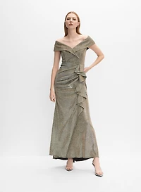 Foil Off-The-Shoulder Dress