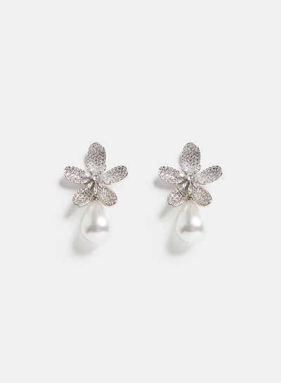 Floral Pearl Drop Earrings
