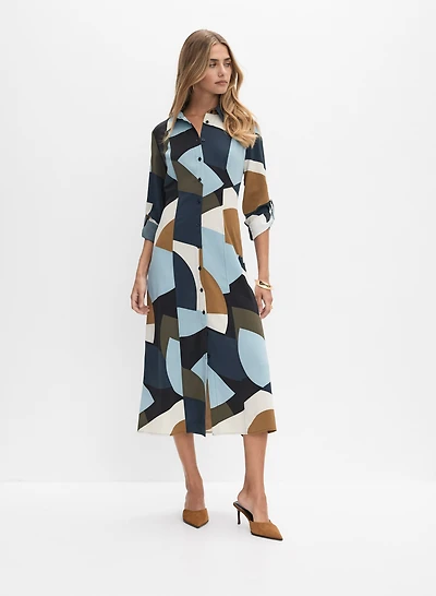 Robe chemisier à motif géométrique