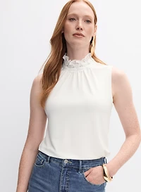 Sleeveless Lace Trim Top