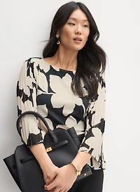 Floral Pleat Sleeve Top