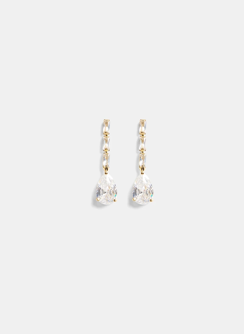 Linear Crystal Pendant Drop Earrings