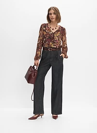 Paisley Balloon Sleeve Blouse