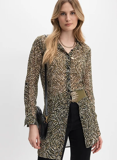 Abstract Button-Down Blouse
