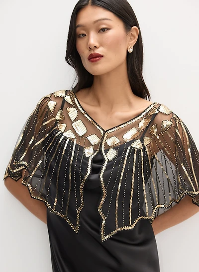 Sheer Sequin Cape