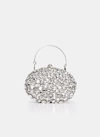 Pochette boite ovale ornée de cristaux