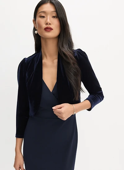 Boléro en velours à manches 3/4