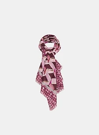 Abstract Print Metallic Detail Scarf