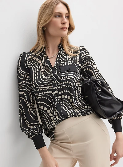 Blouse à pois mixtes