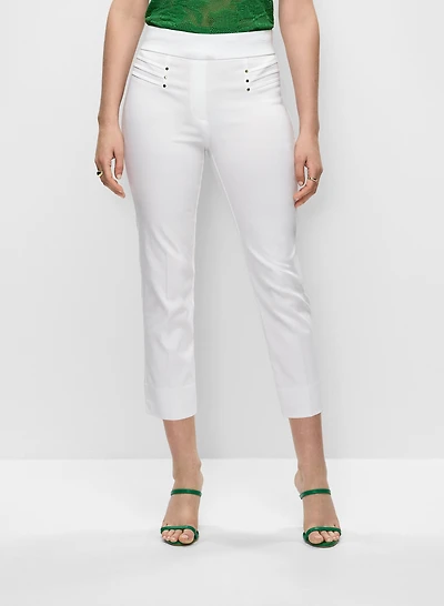 Pull-On Slit Hem Capris