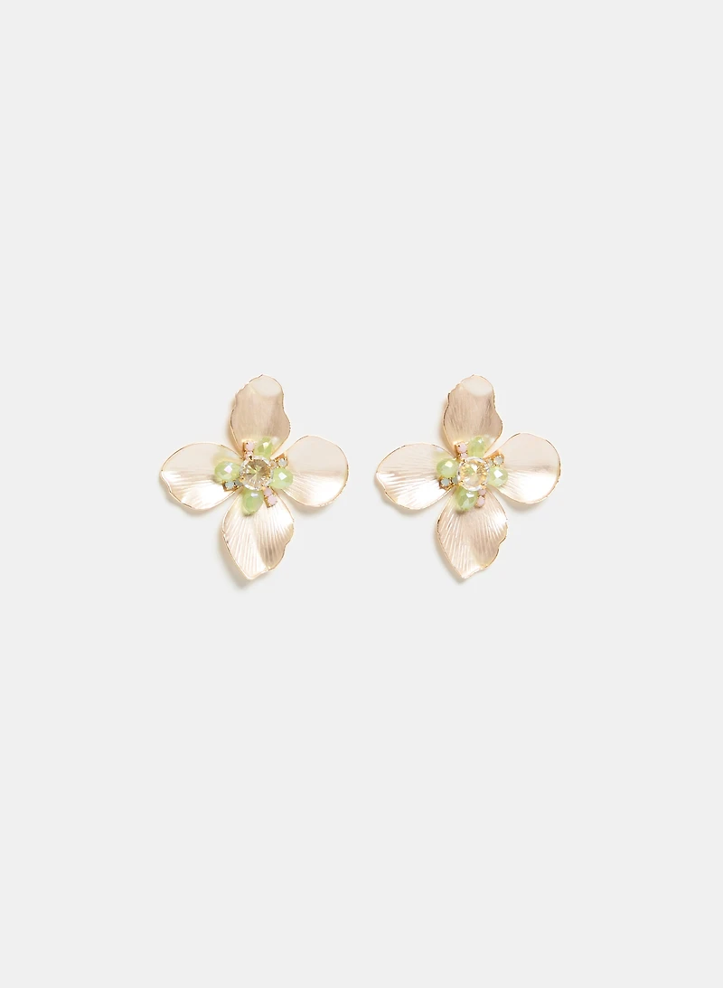 Boucles d'oreilles en fleurs à cristal