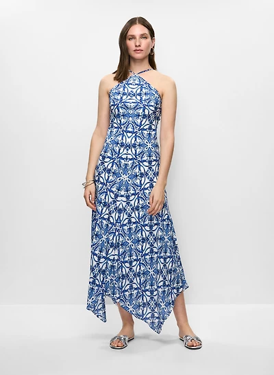Scarf Print Hanky Hem Dress
